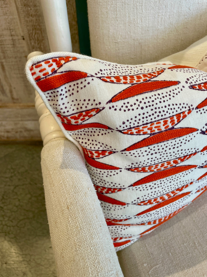 Custom 12" x 18" Pillow made from Designer Hand Stitched Linen w/Solid Linen Back