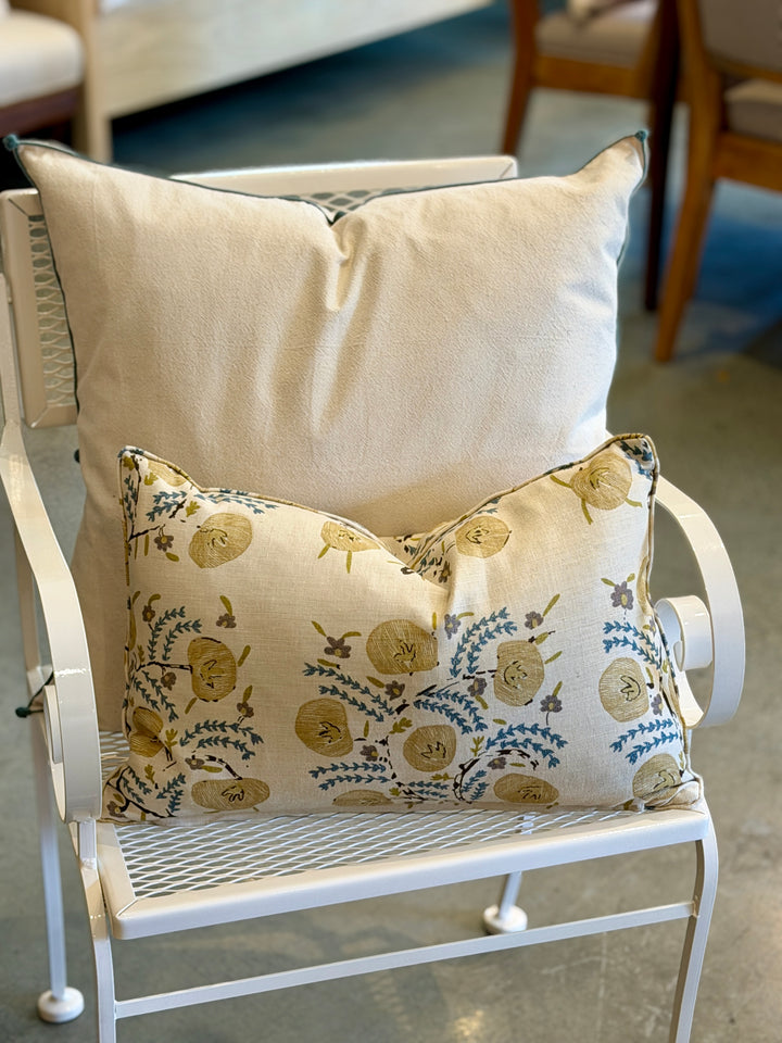 Custom 12" x 18" Pillow in a Penny Morrison Hand Block Printed Linen, England