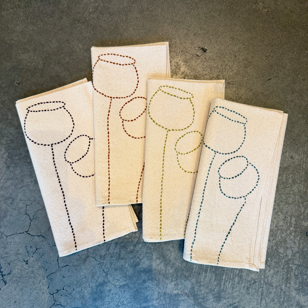 Valerie Barkowski Cotton Napkin w/ Hand-Stitched Pods, Morocco | Toffee