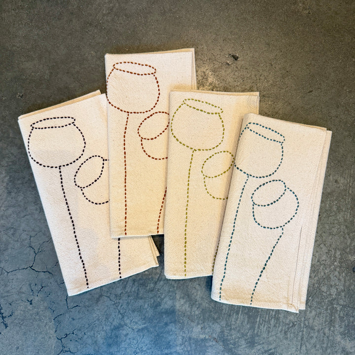 Valerie Barkowski Cotton Napkin w/ Hand-Stitched Pods, Morocco | Toffee