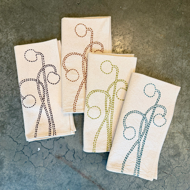 Valerie Barkowski Cotton Napkin w/ Hand-Stitched Poms, Morocco | Toffee
