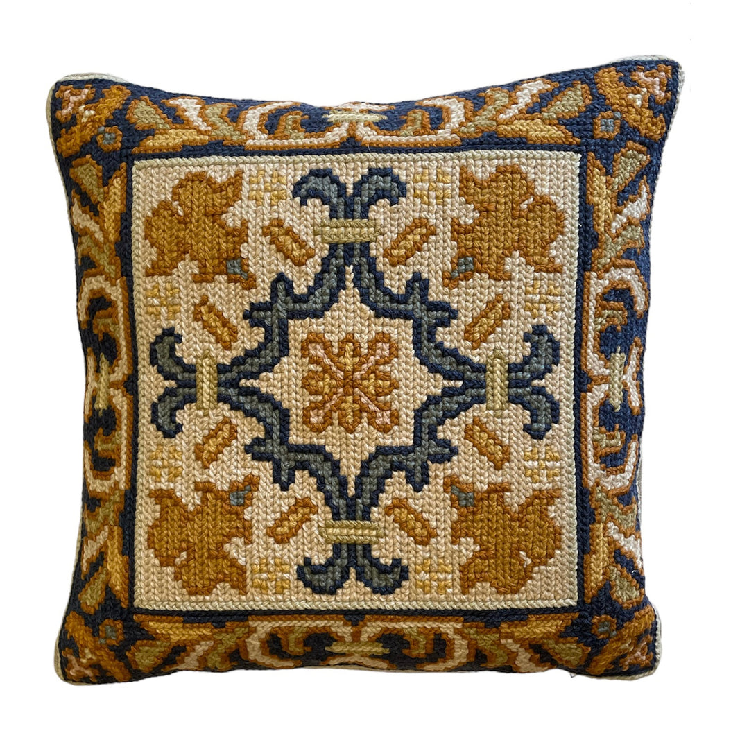 Custom 17" x 17" Pillow from Vintage Needlepoint w/ Linen Back