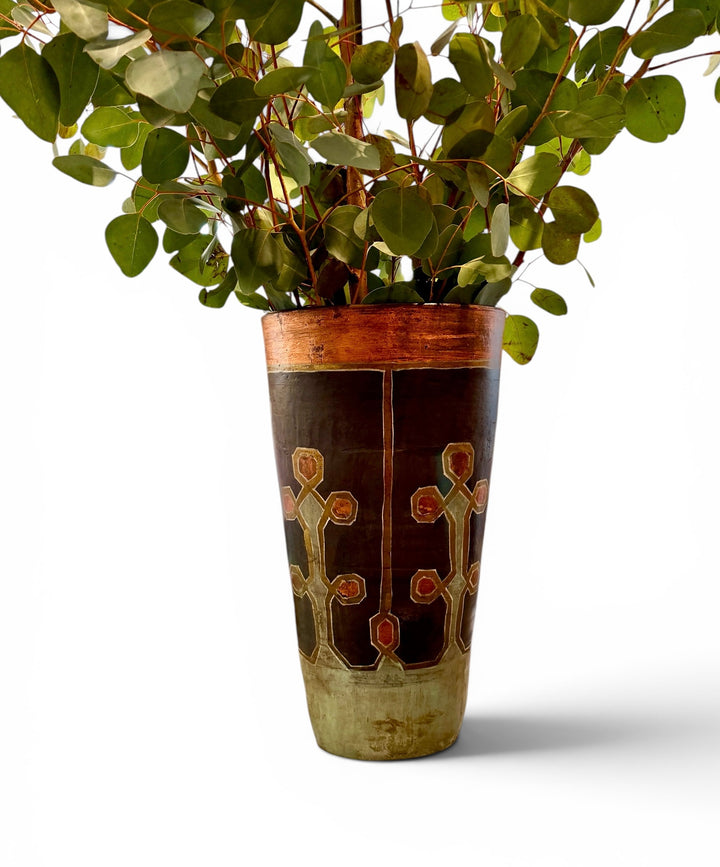 Large Vintage Hand-Painted Pottery Vase, Peru