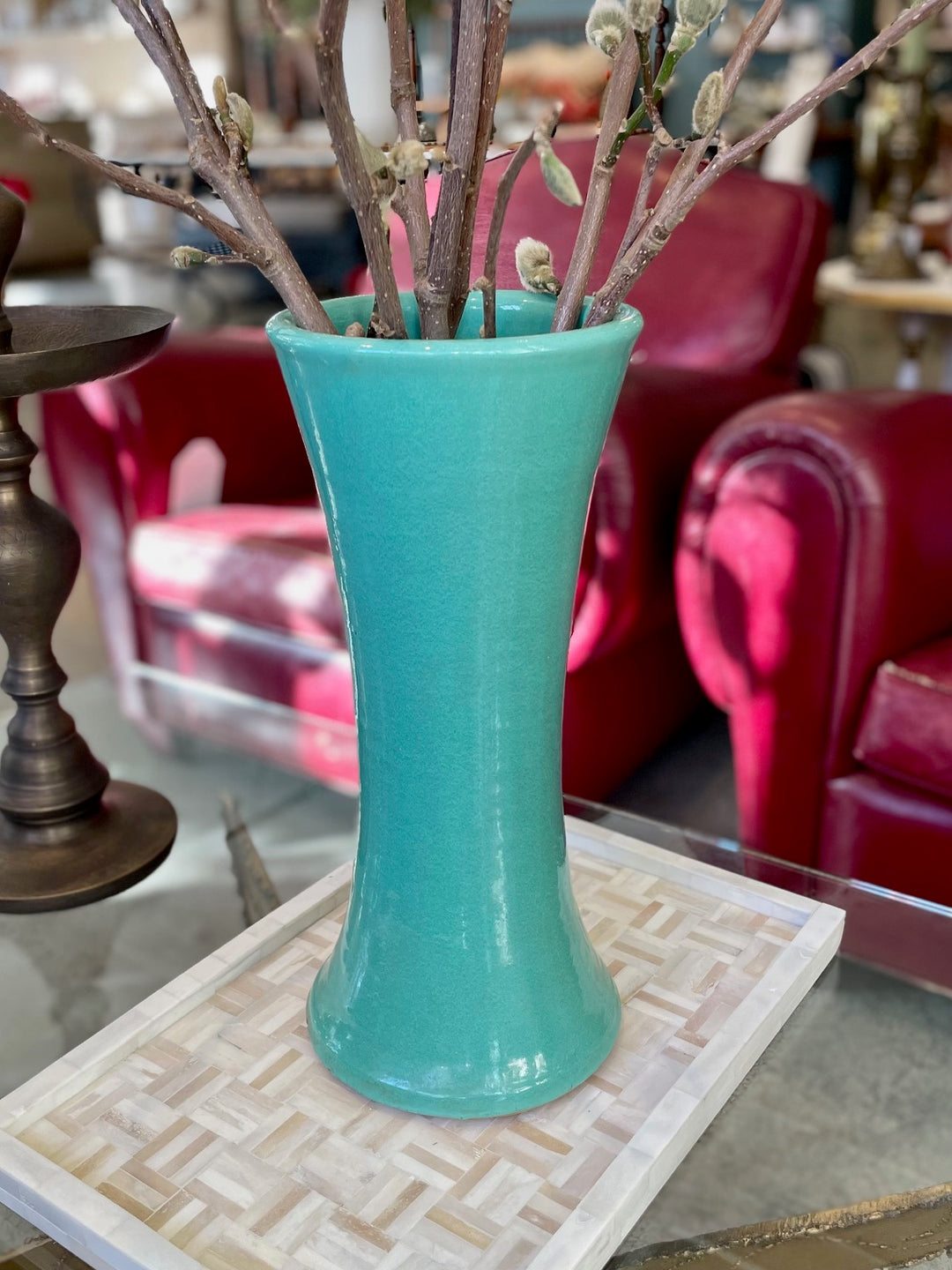 Vintage Large Bauer Carnation Vase in Jade Green Hand Thrown by Matt Carlton (circa 1930's)