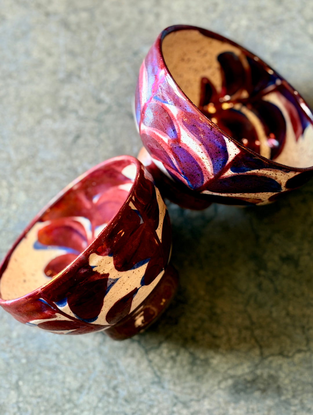 Handmade Pottery Metallic Rose Leaf Stem 1 Bowl, Egypt