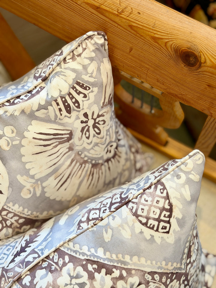 Custom 21"x21" Pillow made from a Brown, Gray + Cream Watercolor Print on Cotton