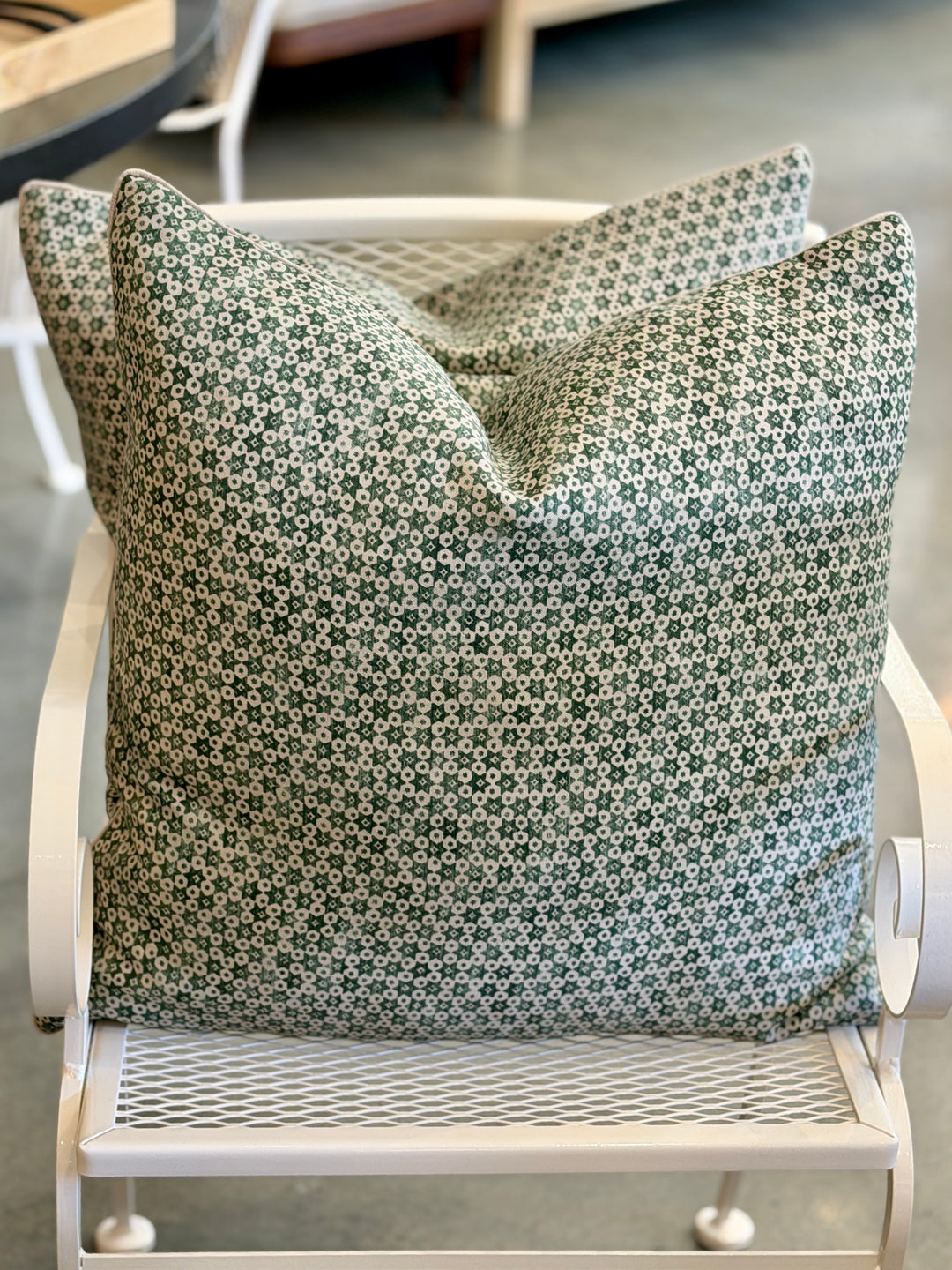 Custom 21" x 21" Pillow in Designer Hand Block Printed Linen, England