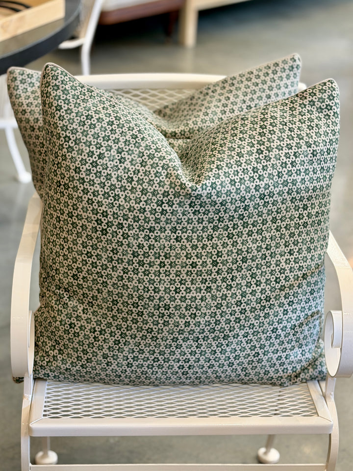 Custom 21" x 21" Pillow in Designer Hand Block Printed Linen, England