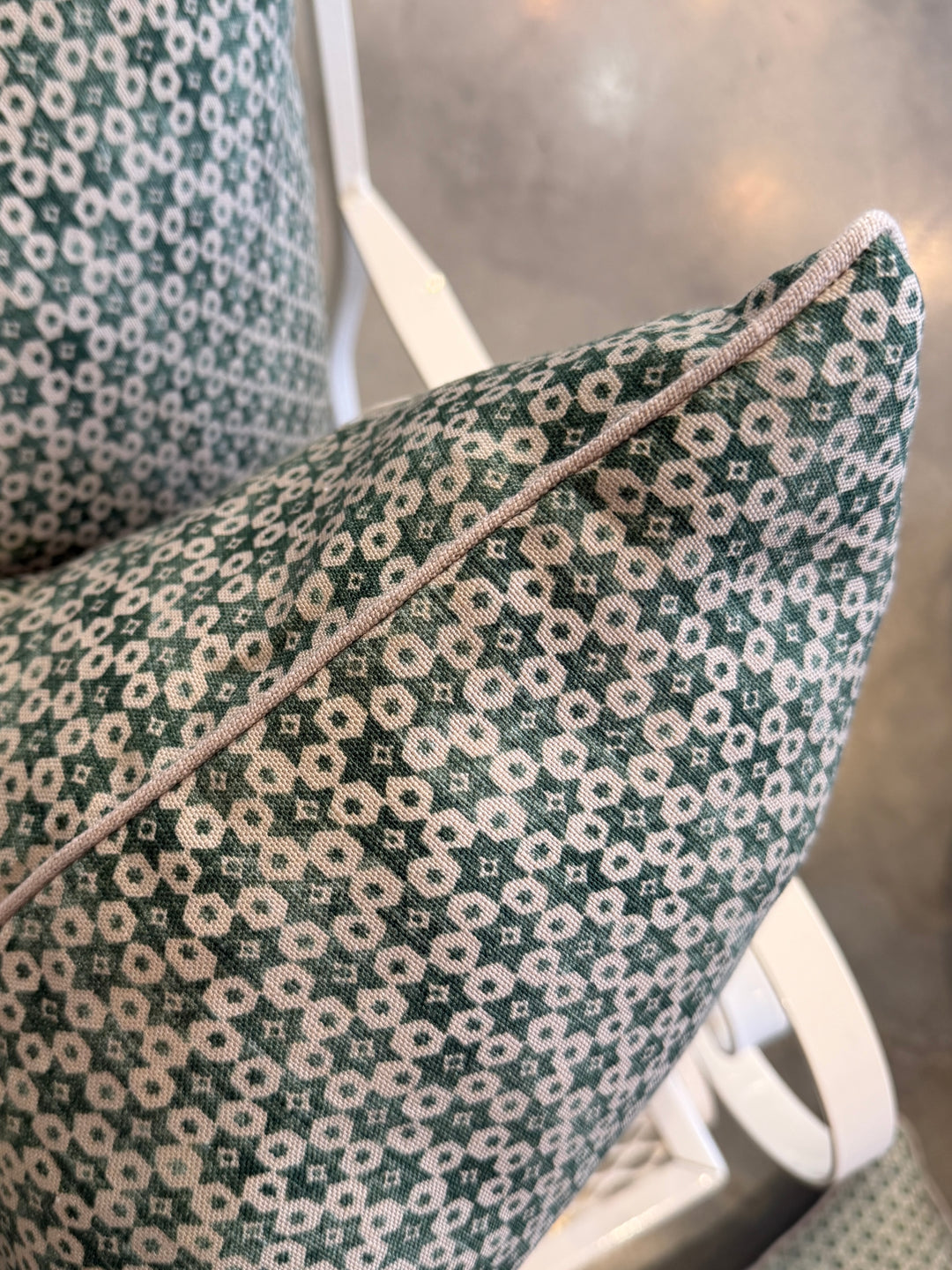 Custom 21" x 21" Pillow in Designer Hand Block Printed Linen, England