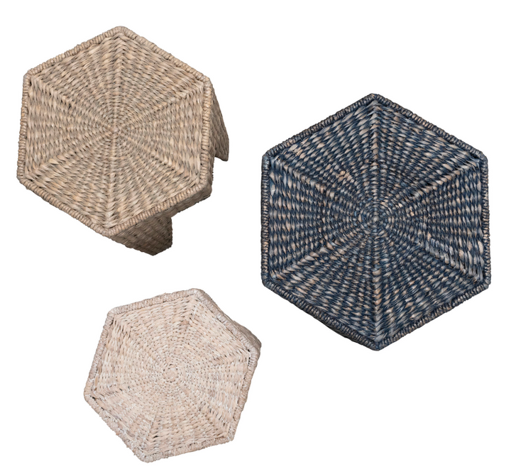 Hand-Woven Water Hyacinth and Rattan Stool / Table | M