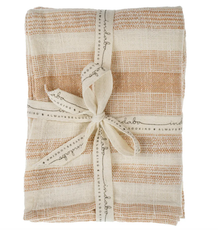 Cabana Stripe Cotton Tea Towels in Terracotta | Set of 2