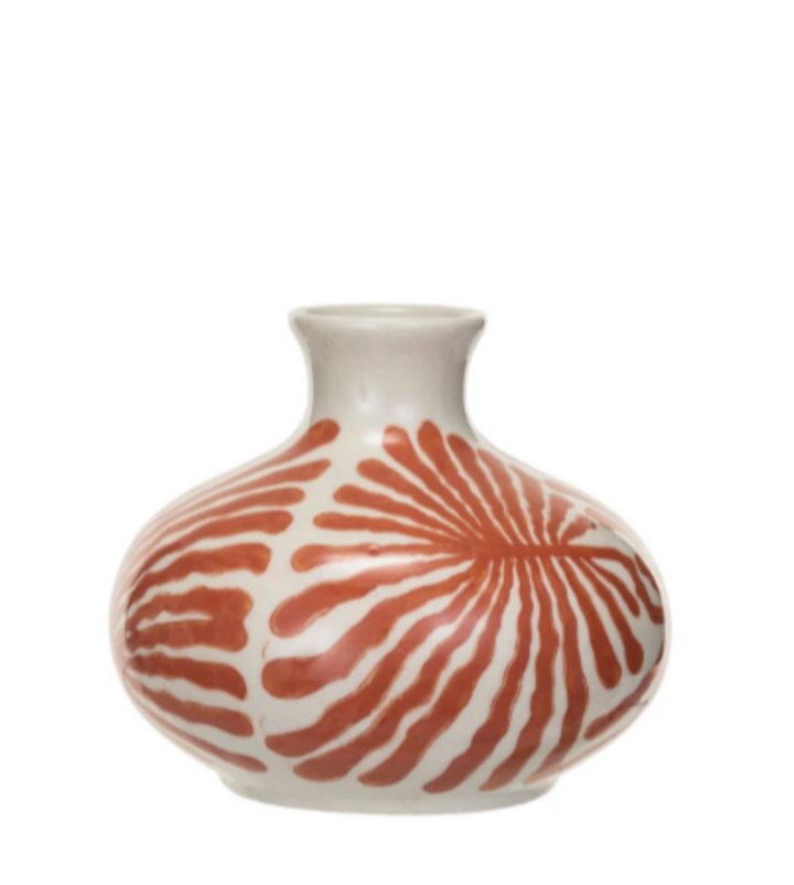 Hand-Painted Stoneware Vase | Red