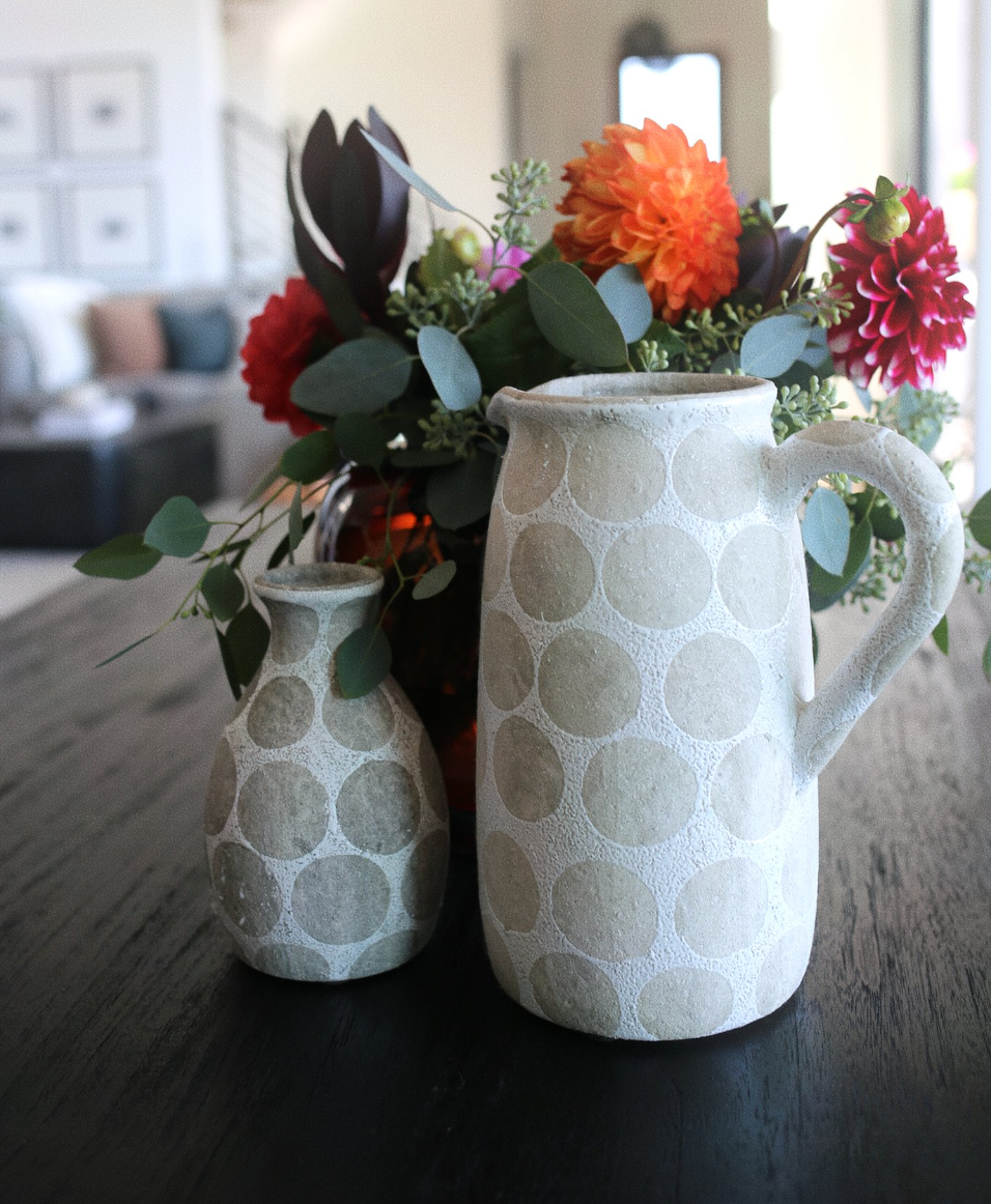 Decorative Pitcher/Vase w/ Wax Relief Dots