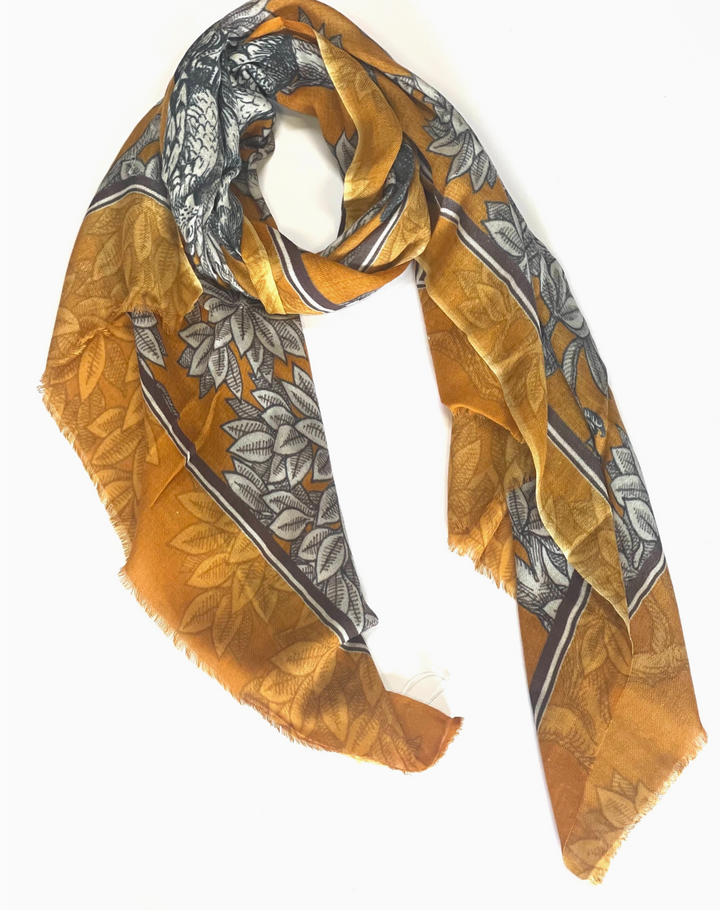 Hetty Bird Wool Silk Scarf