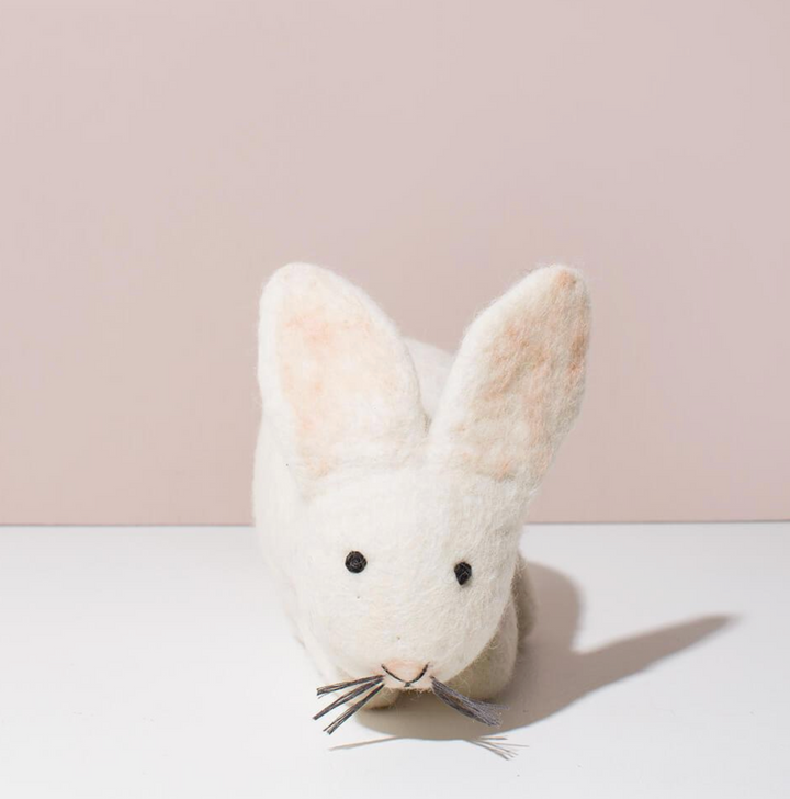 Hand Felted White Bunny | S