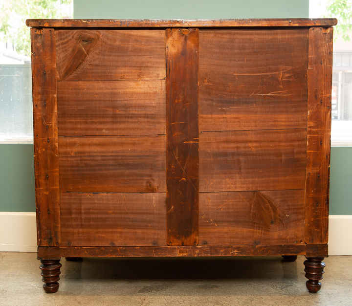 Antique American Empire Mahogany Wood 4 Drawer Chest w/ Claw Feet + Original Brass Pulls