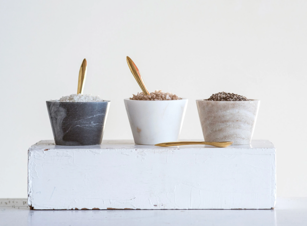 Marble Bowl w/ Brass Spoon | Black