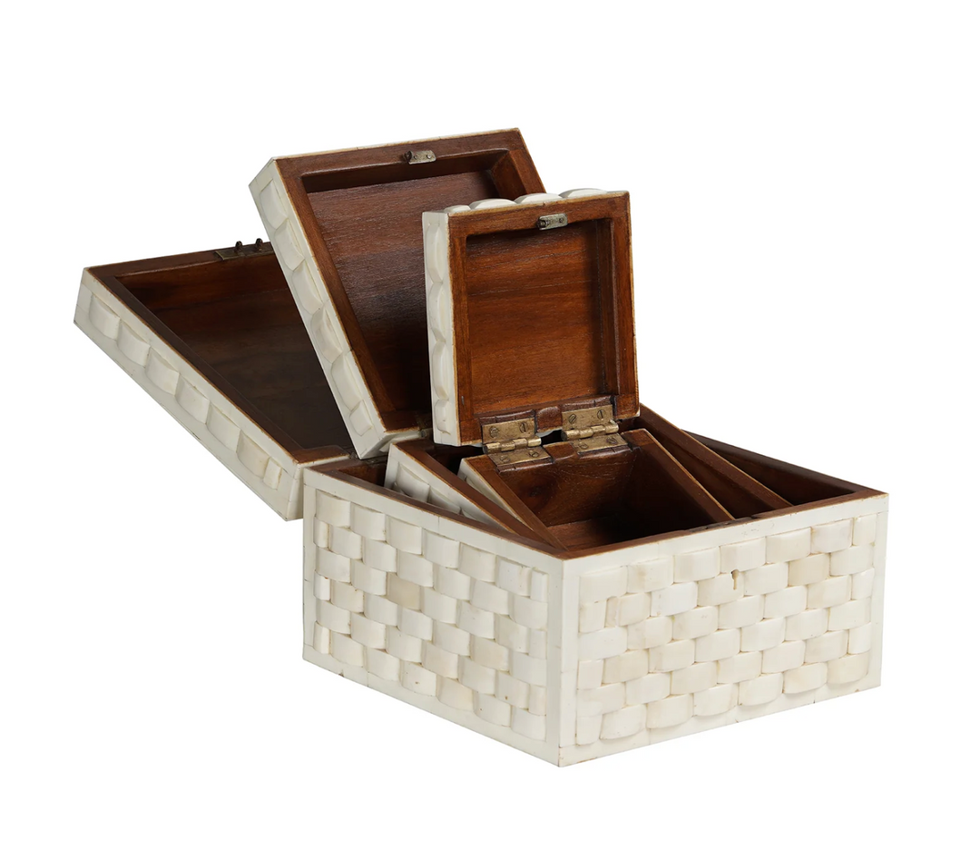 Basketweave Bone Box | M