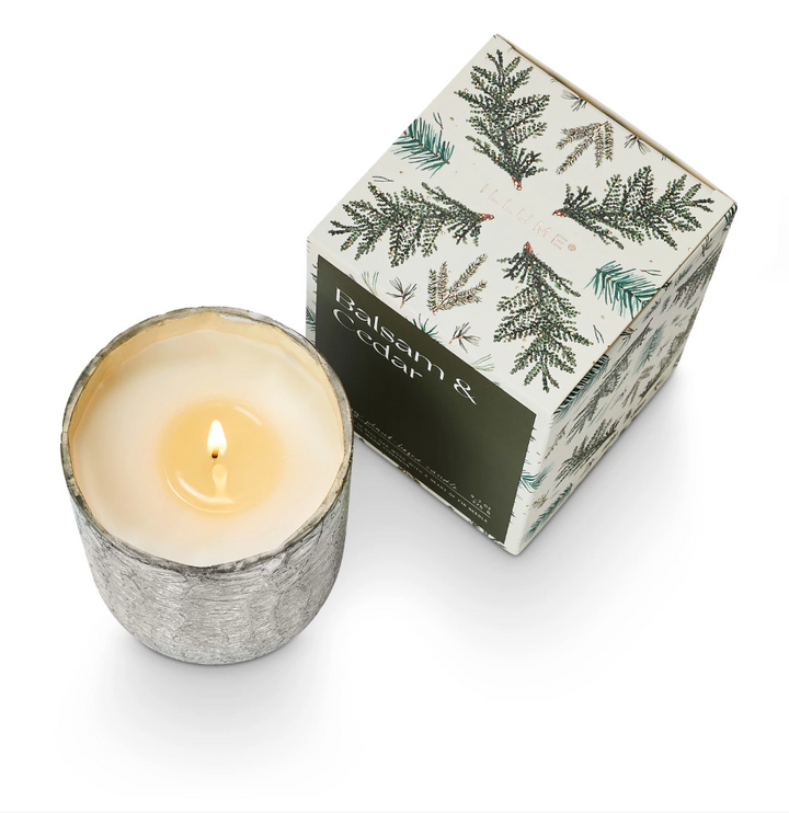 Illume - Balsam & Cedar Luxe Boxed Crackle Glass Candle | S