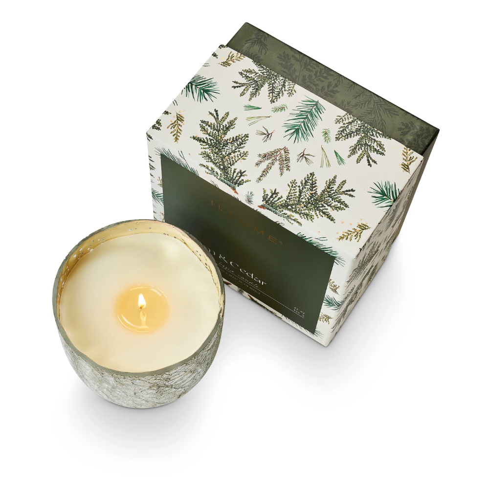 Illume - Balsam & Cedar Luxe Boxed Crackle Glass Candle | L