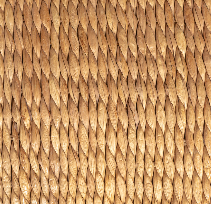 Woven Water Hyacinth & Wood Stool