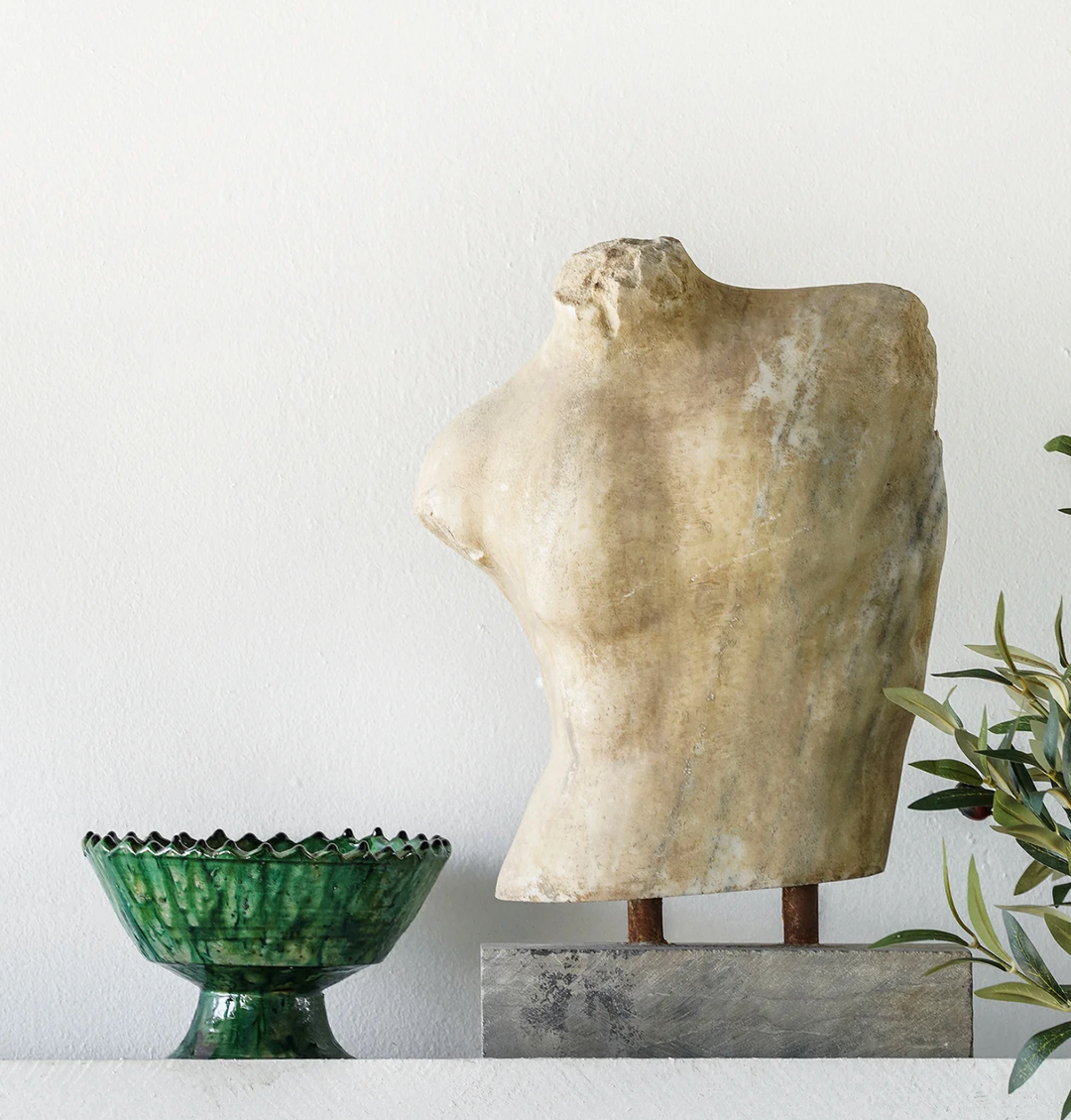 Carved Marble Male Torso
