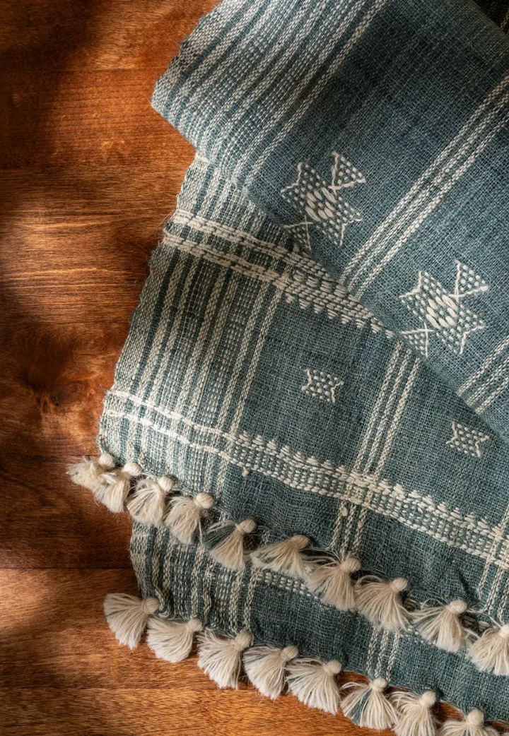 Bhujodi Wool Handloom Runner | Midnight Blue