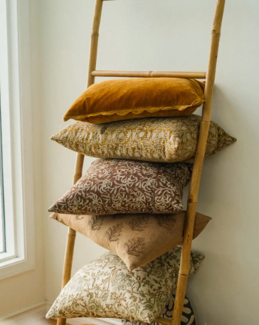 16" x 24" Tulsi Block Print Pillow | Ochre