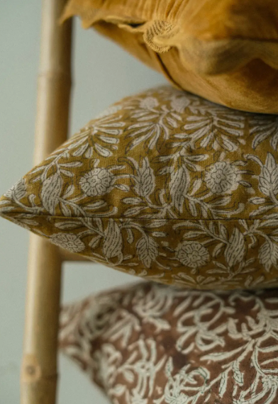 16" x 24" Tulsi Block Print Pillow | Ochre