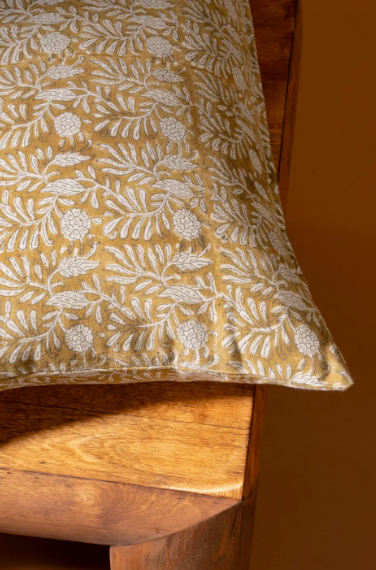 16" x 24" Tulsi Block Print Pillow | Ochre