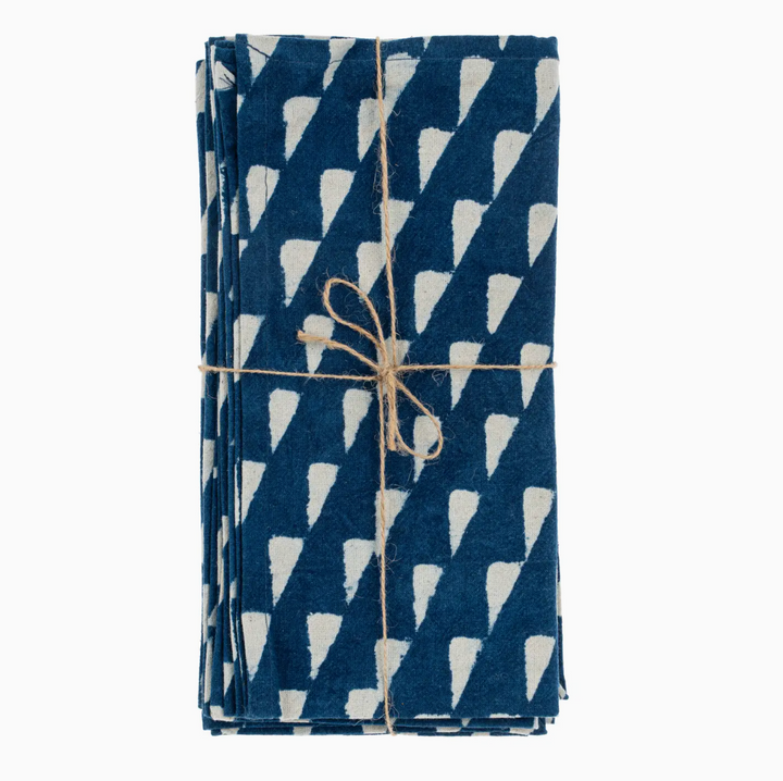 Indigo Block Print Napkins | Set of 4