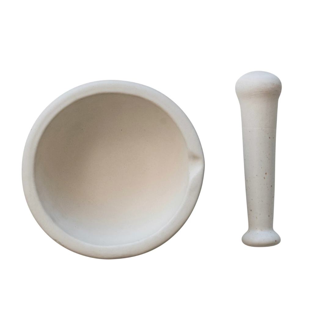 Stoneware Mortar and Pestle Set