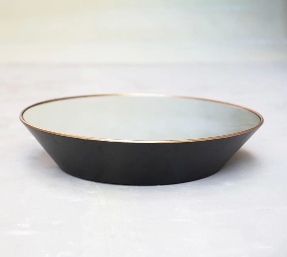 24"Dia Metal Deep Framed Wall Mirrow w/ Gold + Black Finish