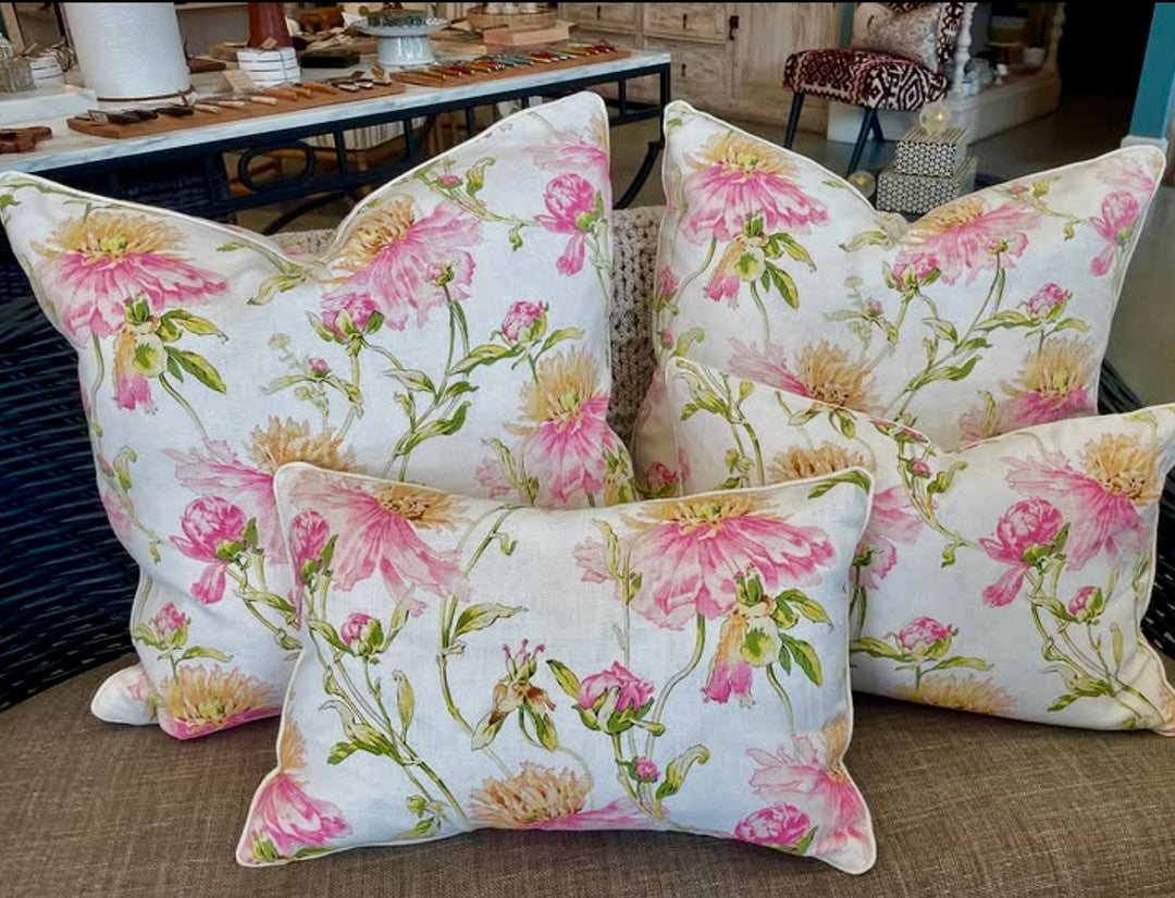 Custom 12" x 18" Pillow made from Floral Printed Linen, England