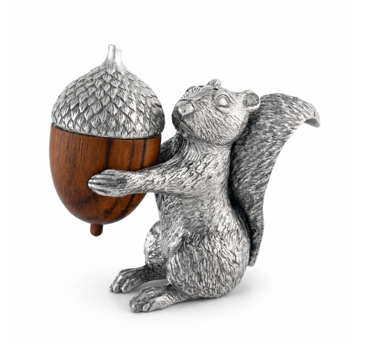 Vagabond - Pewter Squirrel with Wood Acorn Salt & Pepper Shakers