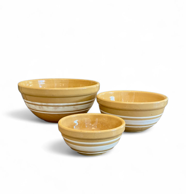 Vintage Yellow Ware Stoneware Bowls | Set of 3