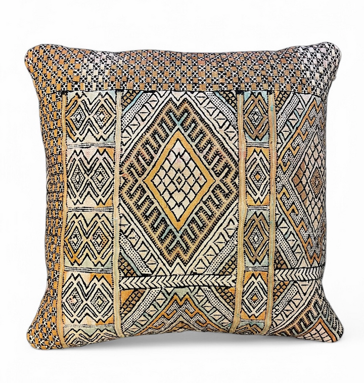 Custom 24" x 24" Pillow made from Vintage Hand Stitched Heavy Textile | B