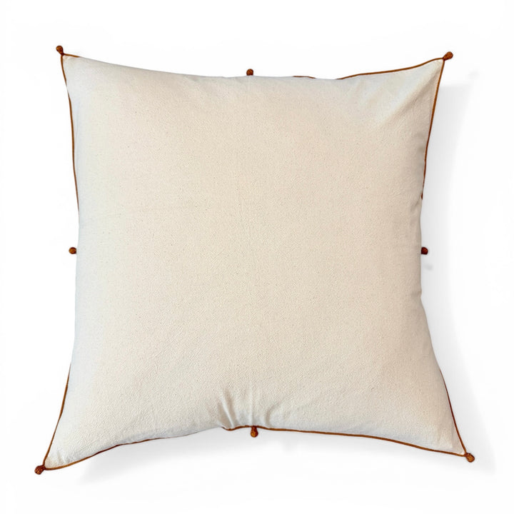 Valerie Barkowski 21" x 21" Cotton Pillow w/ Hand Knotted Accents, Morocco | Toffee