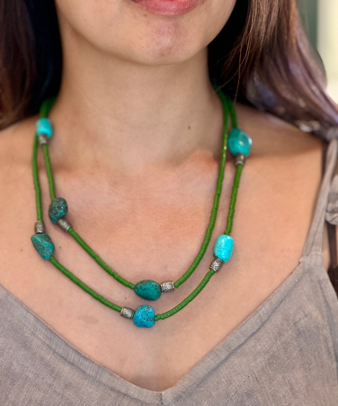 Handmade Berber Long Beaded Necklace, Morocco | A