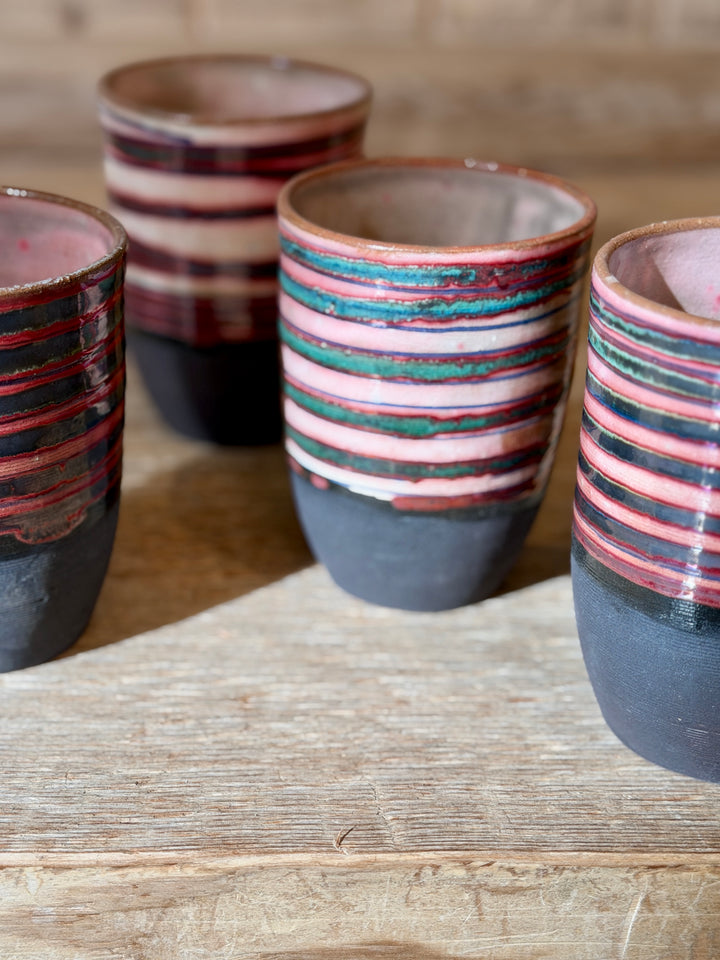 Handmade Pottery Metallic Rose Swirl Tumbler, Egypt | A