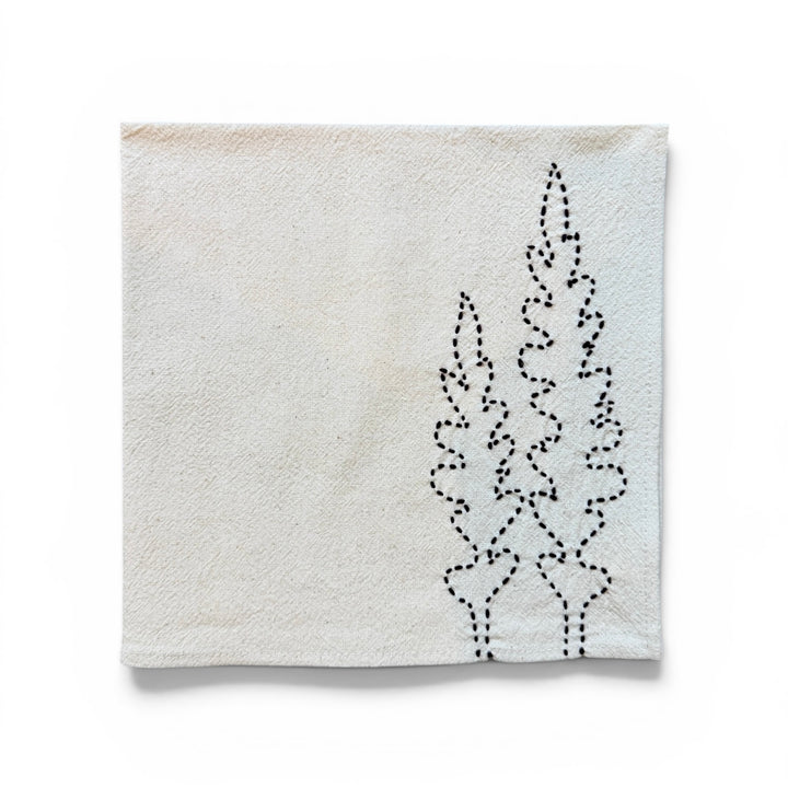 Valerie Barkowski Cotton Napkin w/ Hand-Stitched Ferns, Morocco | Wine