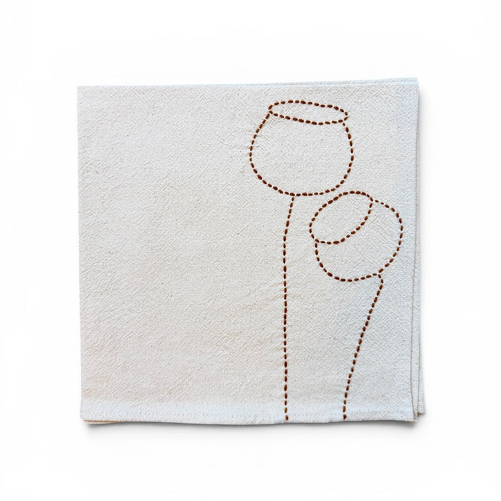 Valerie Barkowski Cotton Napkin w/ Hand-Stitched Pods, Morocco | Toffee