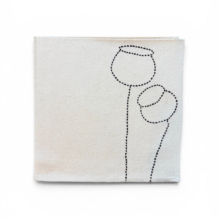 Valerie Barkowski Cotton Napkin w/ Hand-Stitched Pods, Morocco | Wine