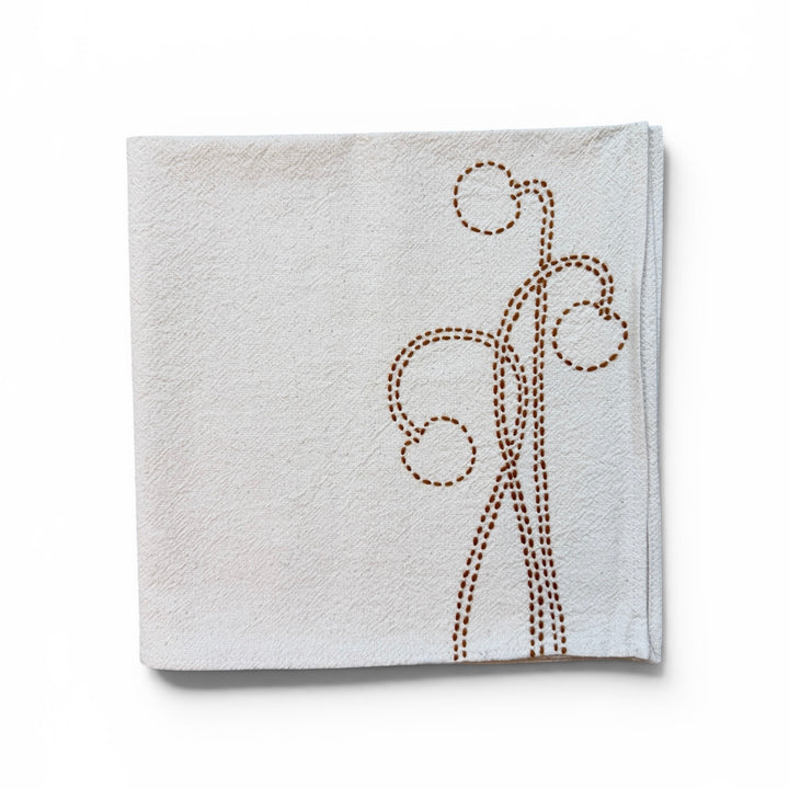 Valerie Barkowski Cotton Napkin w/ Hand-Stitched Poms, Morocco | Toffee