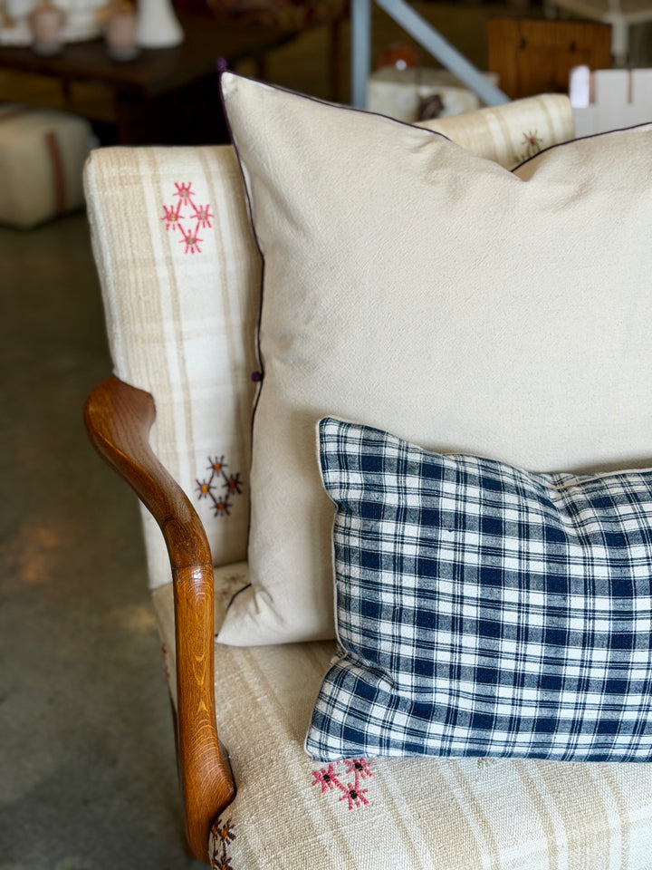 Valerie Barkowski 21" x 21" Cotton Pillow w/ Hand Knotted Accents, Morocco | Wine