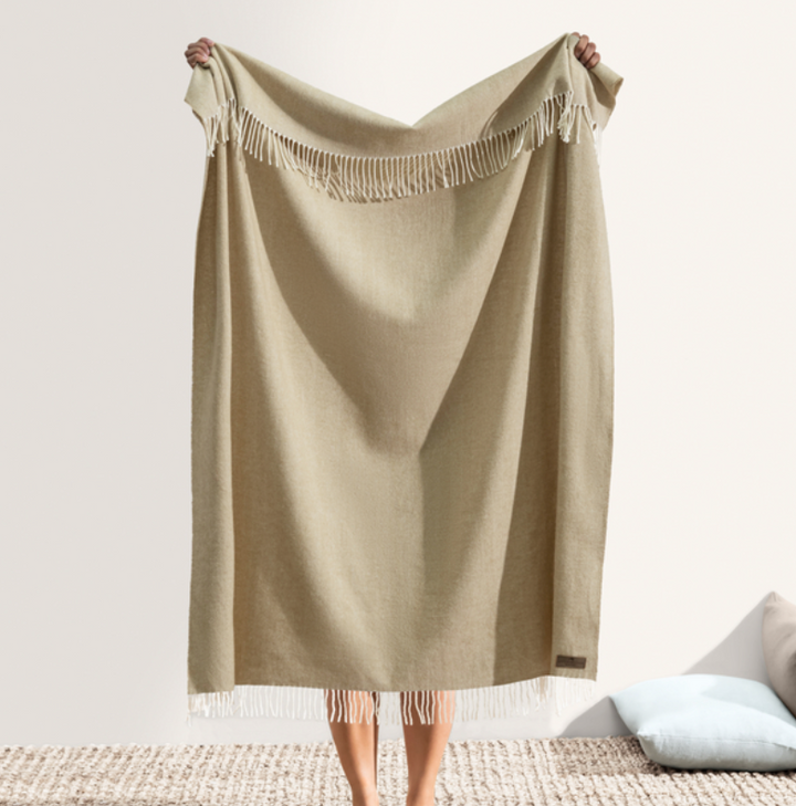 Lands Downunder - Italian Herringbone Throw White Truffle