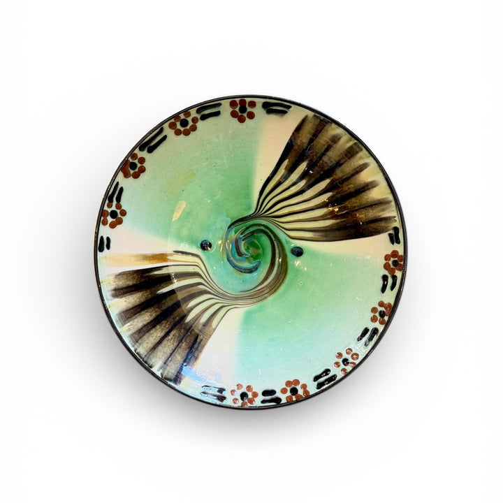 Vintage Display Bowl by HAK, Denmark, Signed | Mint, Cream + Black Swirl