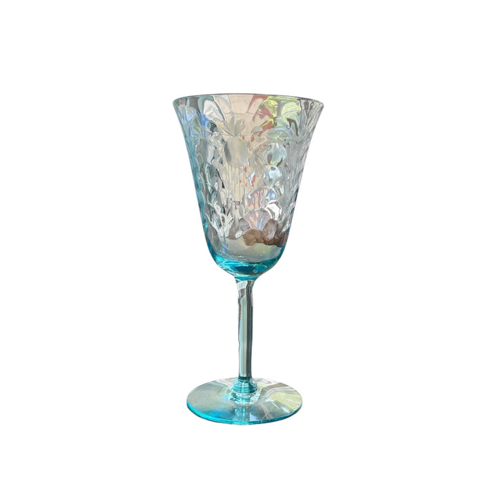 Vintage Morgantown Christina Aqua Etched Wine Glasses | Set of 7