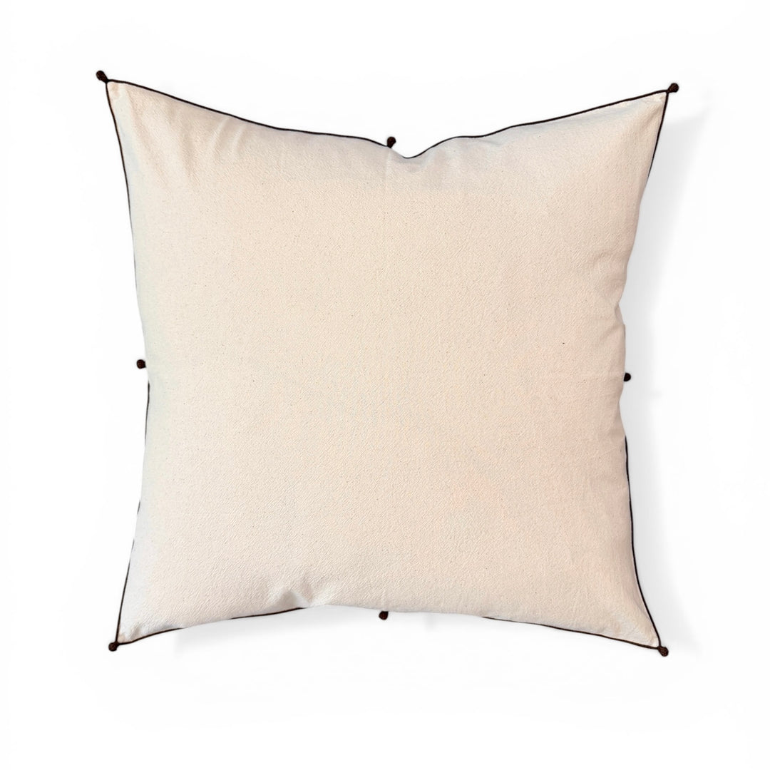Valerie Barkowski 21" x 21" Cotton Pillow w/ Hand Knotted Accents, Morocco | Chocolate