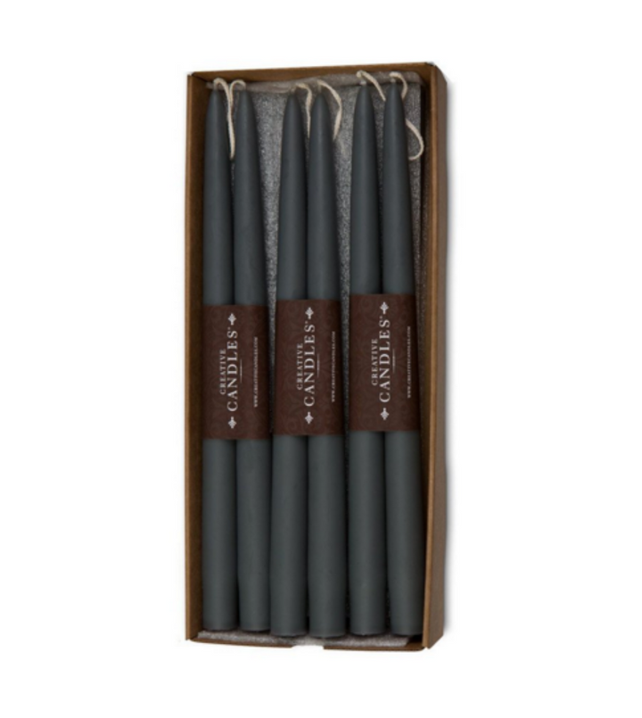 Dripless Taper Candles in Pewter | 9" (Pair)